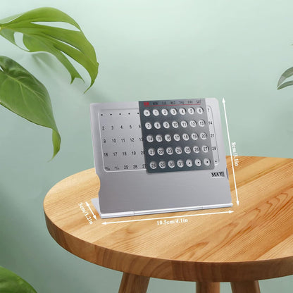 Creative Mini Perpetual Desk Calendar - Aluminum Alloy Adjustable Monthly Calendar – Works for 100 Years | Home & Office Decor