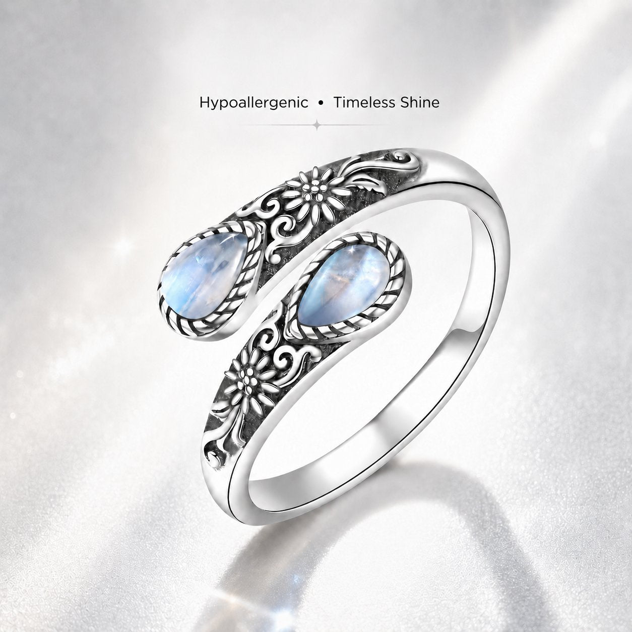 Moonstone Women's Adjustable Thumb Open Ring