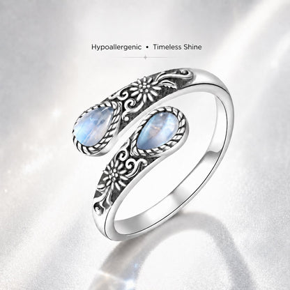 Moonstone Women's Adjustable Thumb Open Ring