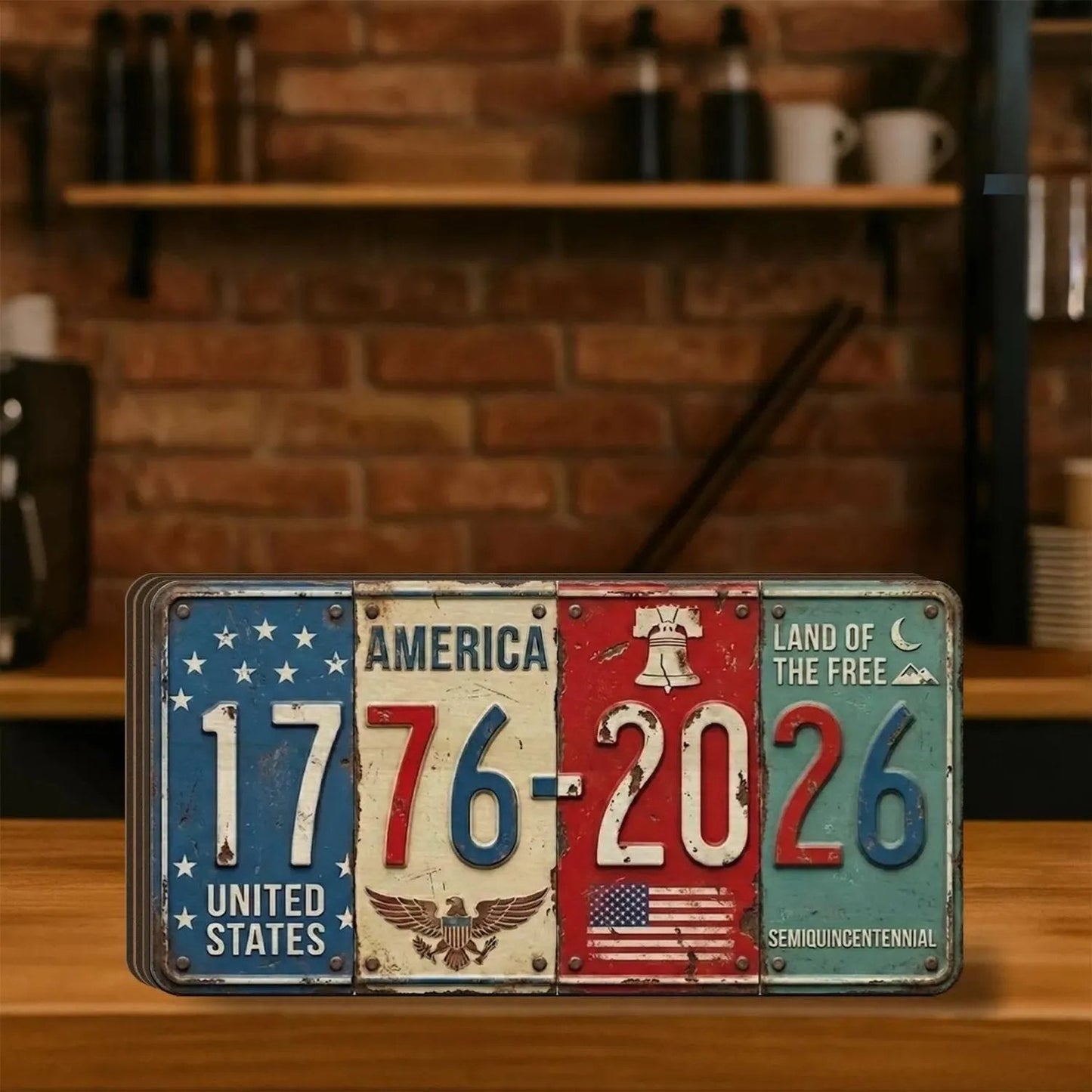 🔥USA Anniversary Block Sign | Rustic License Plate Art 1776-2026 Semiquincentennial Decor