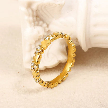 ⏰ Women's Elegant Heart Eternity Ring – Micro-Paved Zircons, Stainless Steel, Stackable ✨