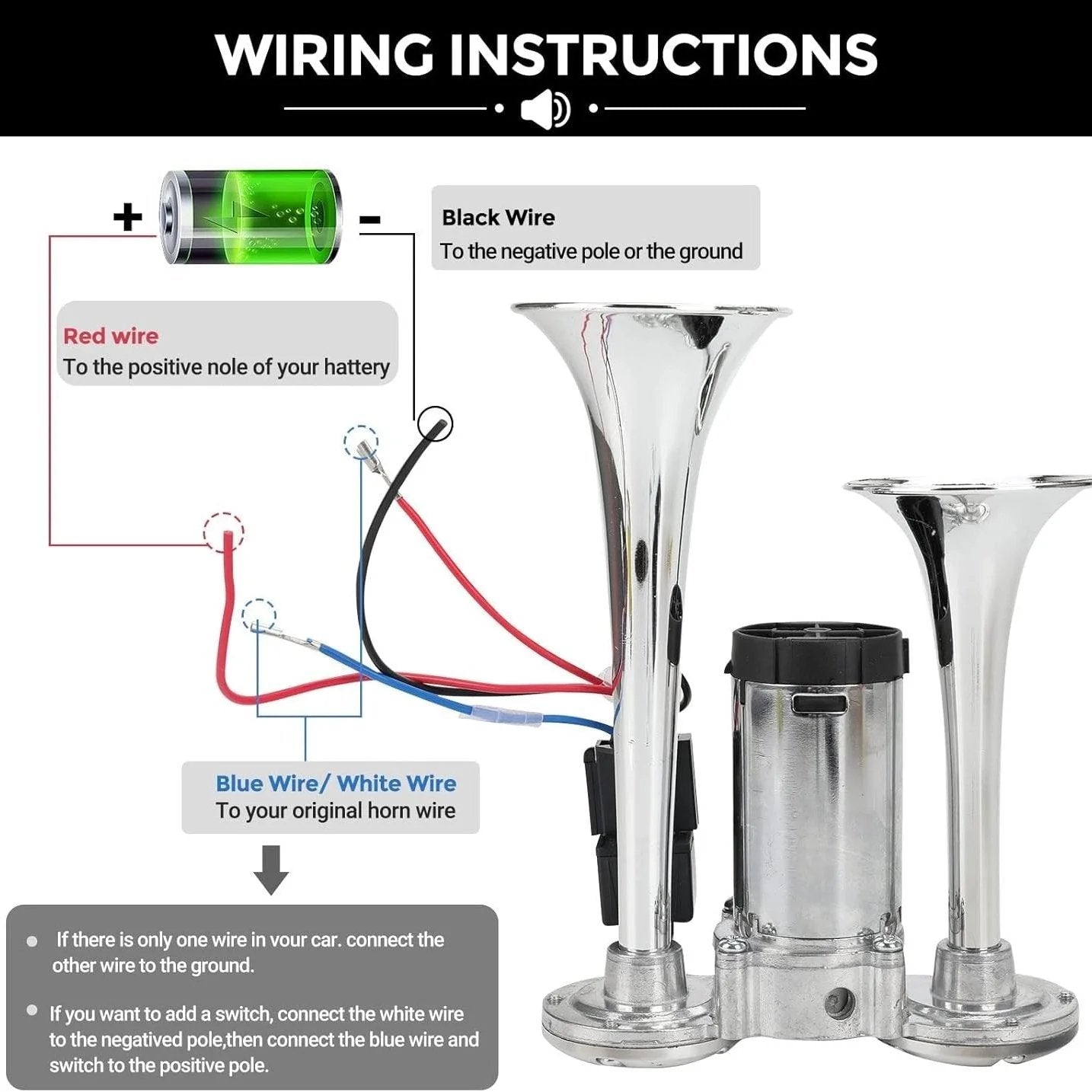 🚗🔧2026 Upgraded 12V Dual Air Horn Kit – 130DB Super Loud Dual Horn with Compressor for Cars, Trucks, SUVs, Boats & More