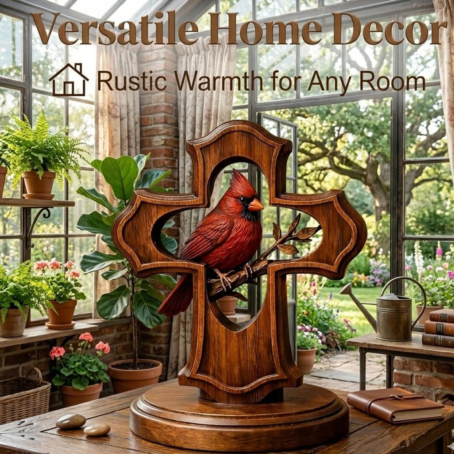 🔥2026 HOT SALE 49% OFF🐦 Nordic Style Resin Red Bird Statue – Wood-Look Modern Desktop Figurine for Home, Shelf & Interior Decor Accent