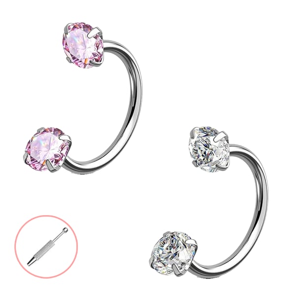 🔥Last Day 50% OFF - Horseshoe Gem Nose Ring – Internally Threaded & Comfortable