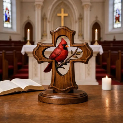 🔥2026 HOT SALE 49% OFF🐦 Nordic Style Resin Red Bird Statue – Wood-Look Modern Desktop Figurine for Home, Shelf & Interior Decor Accent