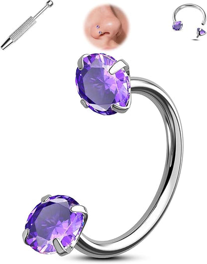 🔥Last Day 50% OFF - Horseshoe Gem Nose Ring – Internally Threaded & Comfortable