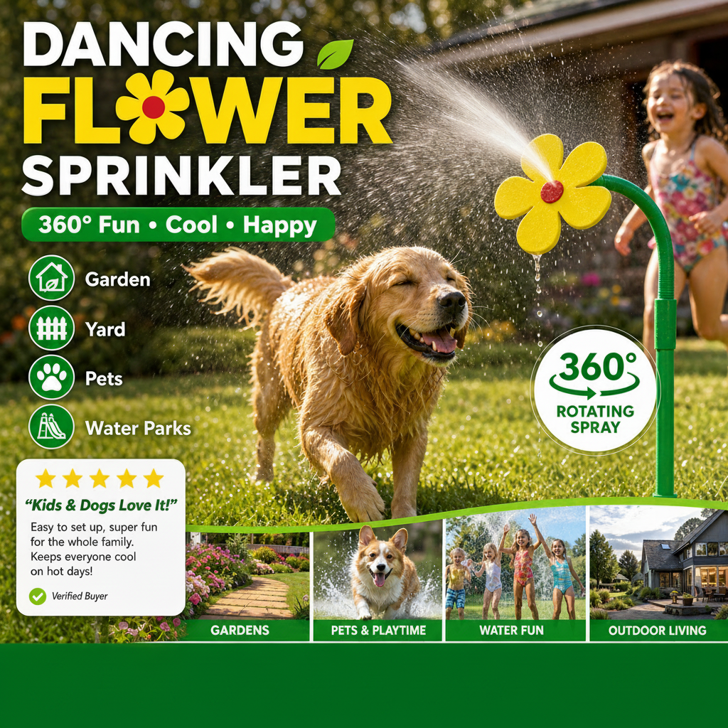 ✨️49% OFF! Boost your courtyard happiness! 360° Rotating Dancing Flower Sprinkler-Funny Dancing Flower Yard Lawn Sprinkler