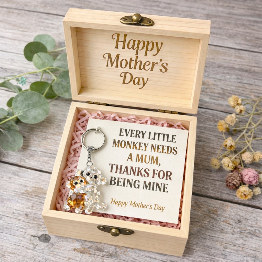 🐵💎 Punch the Monkey Crystal Keychain | Mother's Day Gift 🌸