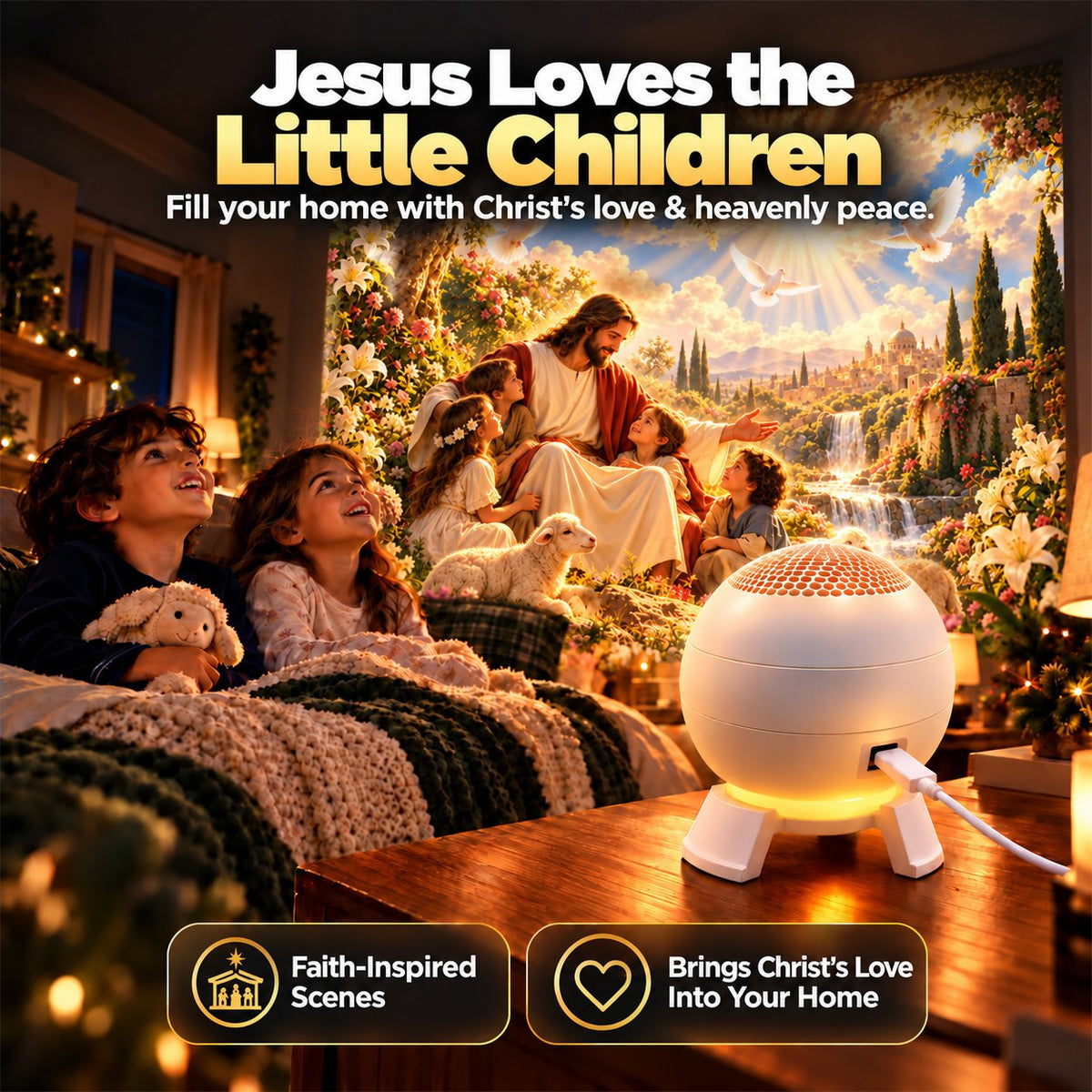 ✝️ Jesus Loves the Little Children 5D Projection Light – Fill Your Home With Christ’s Love & Heavenly Peace
