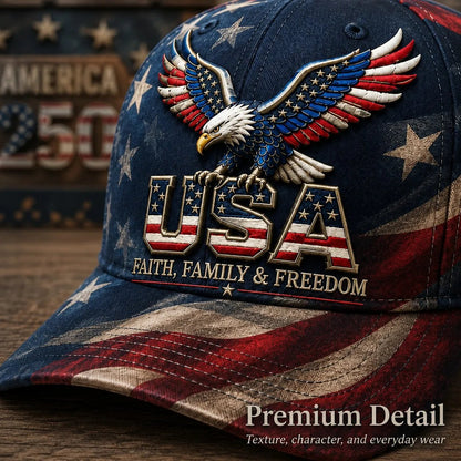 🔥Father's Day 49% OFF - 🇺🇸✨USA Faith, Family & Freedom Cap - Embroidered Edition🧢(Breathable & Lightweight Comfort & Unisex Fit)