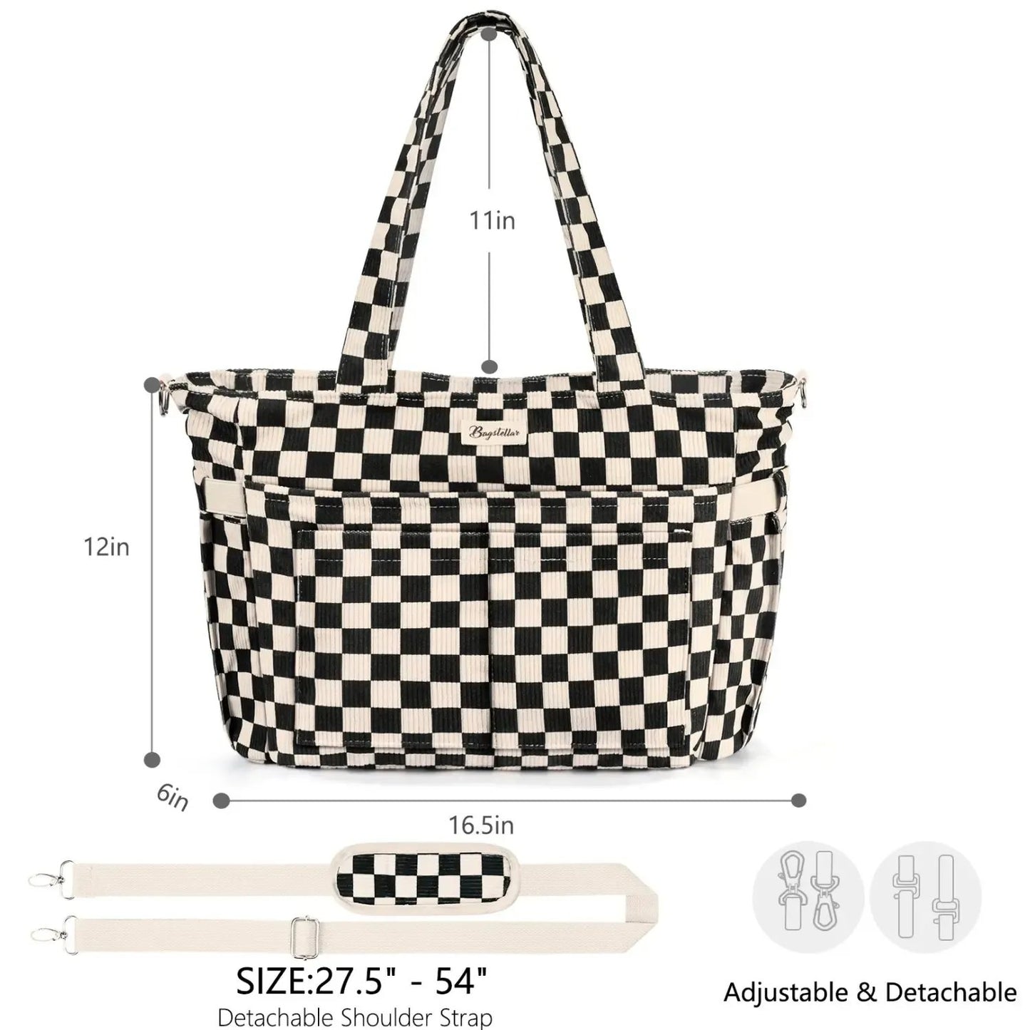 🎒Corduroy Tote Bag for Women, 15.6 inch Laptop Work Bags with Large Cup Holder