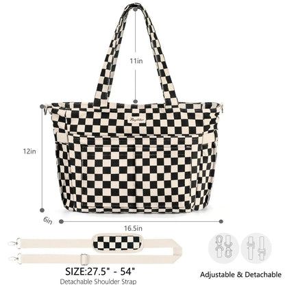🎒Corduroy Tote Bag for Women, 15.6 inch Laptop Work Bags with Large Cup Holder