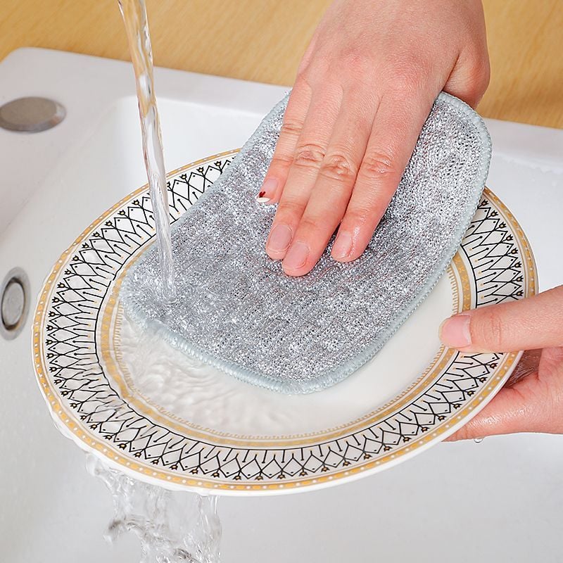 ⚡Double-Sided Non-Scratch Scrubber - Steel Wire Cleaning Cloth for Pots, Pans & Cookware