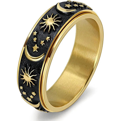 💕 Sun, Moon, and Stars Anxiety Relief Spinner Ring for Couples