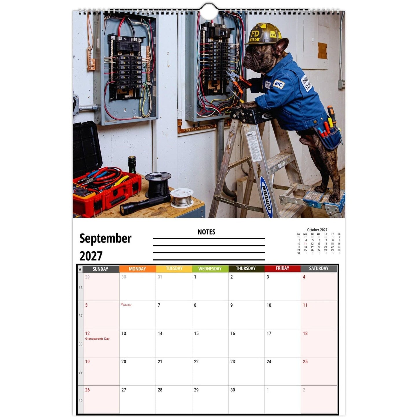 🐶 Funny French Bulldogs Wall Calendar 2027