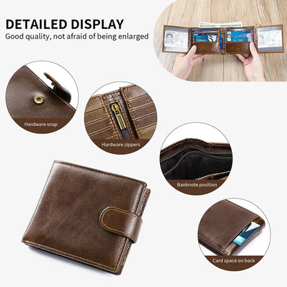 VINTAGE Top Grain Leather Bi-Fold Wallet – Classic Design, Ample Storage