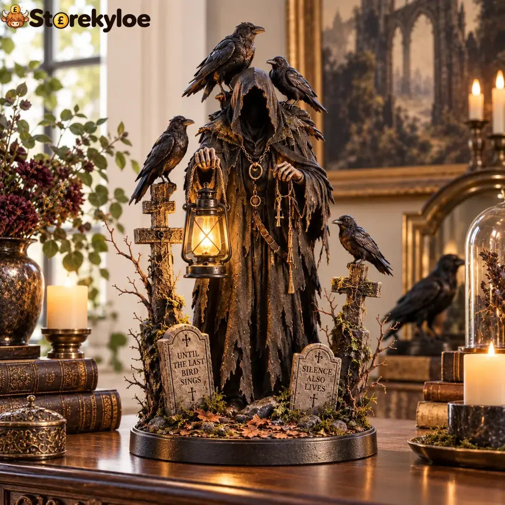 🐦‍⬛ Keeper Of The Last Light – Raven Guardian Lantern Statue