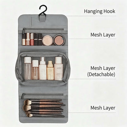 Multi-Layer Hanging Makeup Organizer - Travel Toiletry Bag