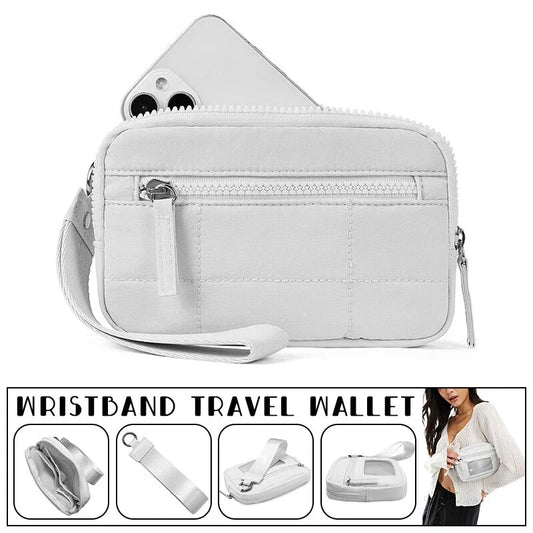 Wristband Travel Wallet Wristlet Nylon Quilted Purse Women Credit Card Holder