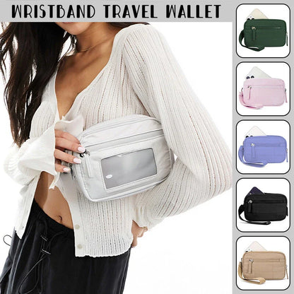 Wristband Travel Wallet Wristlet Nylon Quilted Purse Women Credit Card Holder