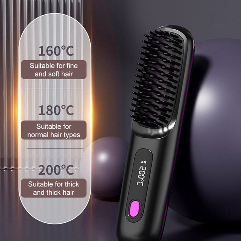 🏆2026 New Year Sale 50% OFF💁‍♀️🔥Hot Sale🎁Wireless Ceramic Heating Hair Straightening Comb