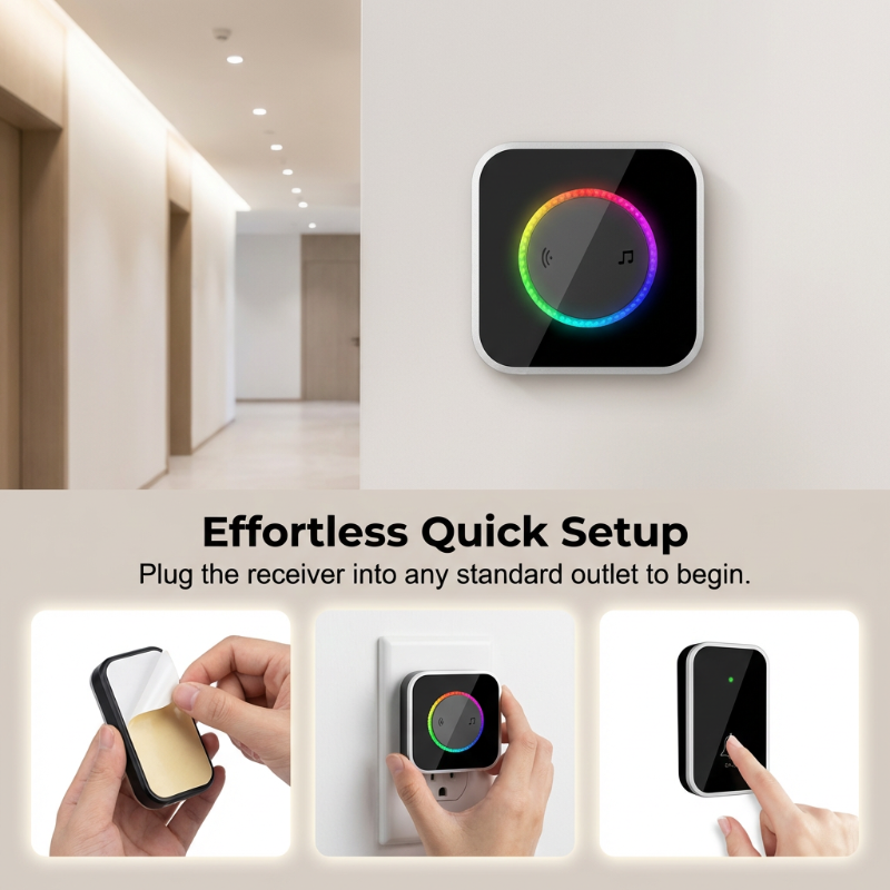 📢Wireless Doorbell with 7-Color LED Light