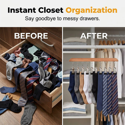 📢📢49% OFF !! ⏰Multi-Clip Wooden Hanger for Closet Organization