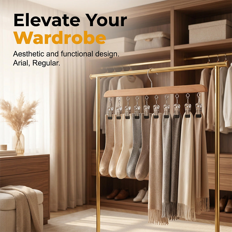 📢📢49% OFF !! ⏰Multi-Clip Wooden Hanger for Closet Organization