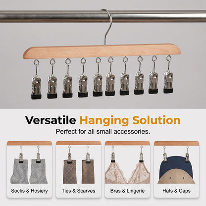 📢📢49% OFF !! ⏰Multi-Clip Wooden Hanger for Closet Organization