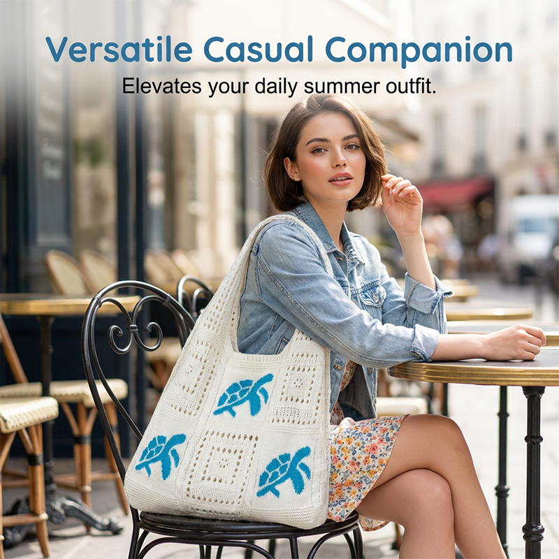 🏆LAST DAY SALE 49% OFF🔥Turtle Pattern Crochet Tote Bag
