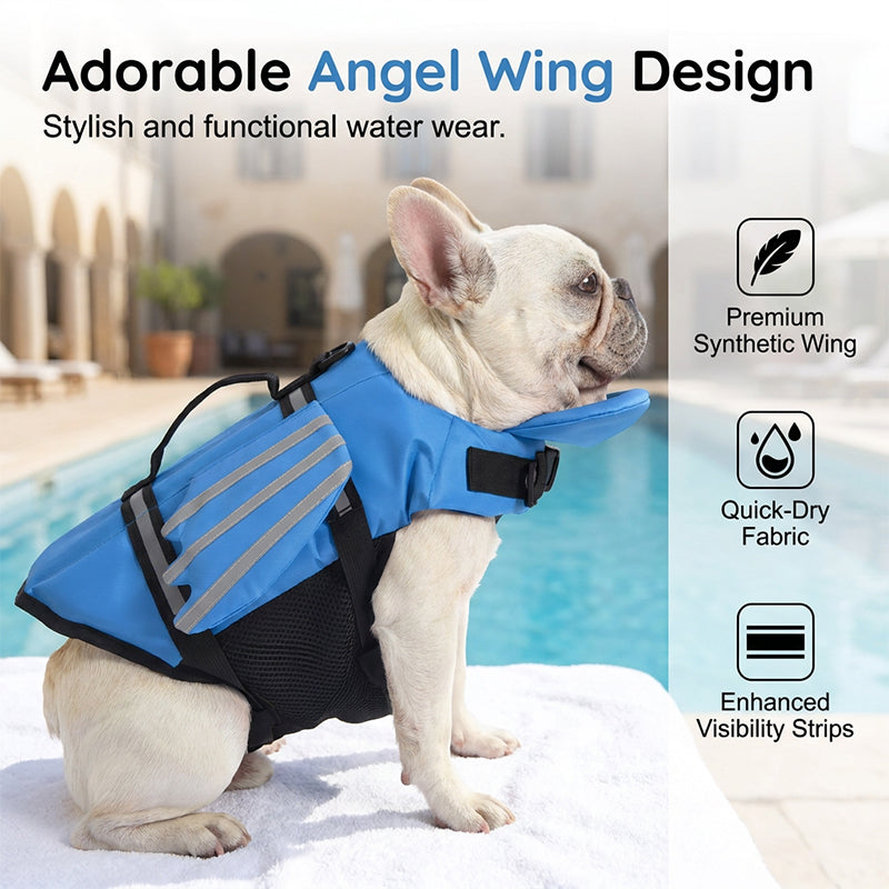 🥳2026 HOT SALE 49% OFF!💞50K+ SOLD!🐕👼Reflective Angel Wing Dog Life Jacket – High‑buoyancy, quick‑rescue handle & breathable mesh. Reflective strips for evening swims. Safe & adorable! 🌊✨