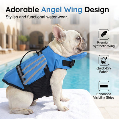 🥳2026 HOT SALE 49% OFF!💞50K+ SOLD!🐕👼Reflective Angel Wing Dog Life Jacket – High‑buoyancy, quick‑rescue handle & breathable mesh. Reflective strips for evening swims. Safe & adorable! 🌊✨
