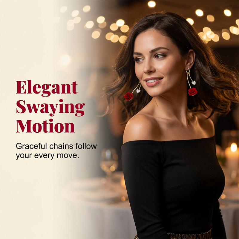 🌹French Vintage Red Rose Dangle Earrings