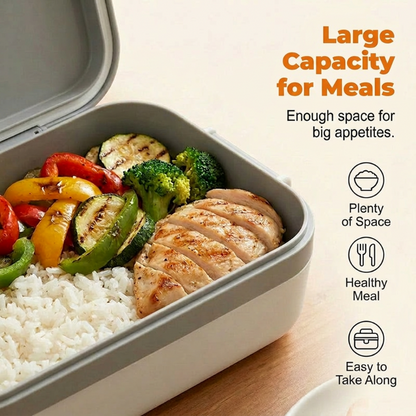 ✨ Portable Electric Lunch Box – Self-Heating, 7200mAh, 304 Stainless Steel 🔋