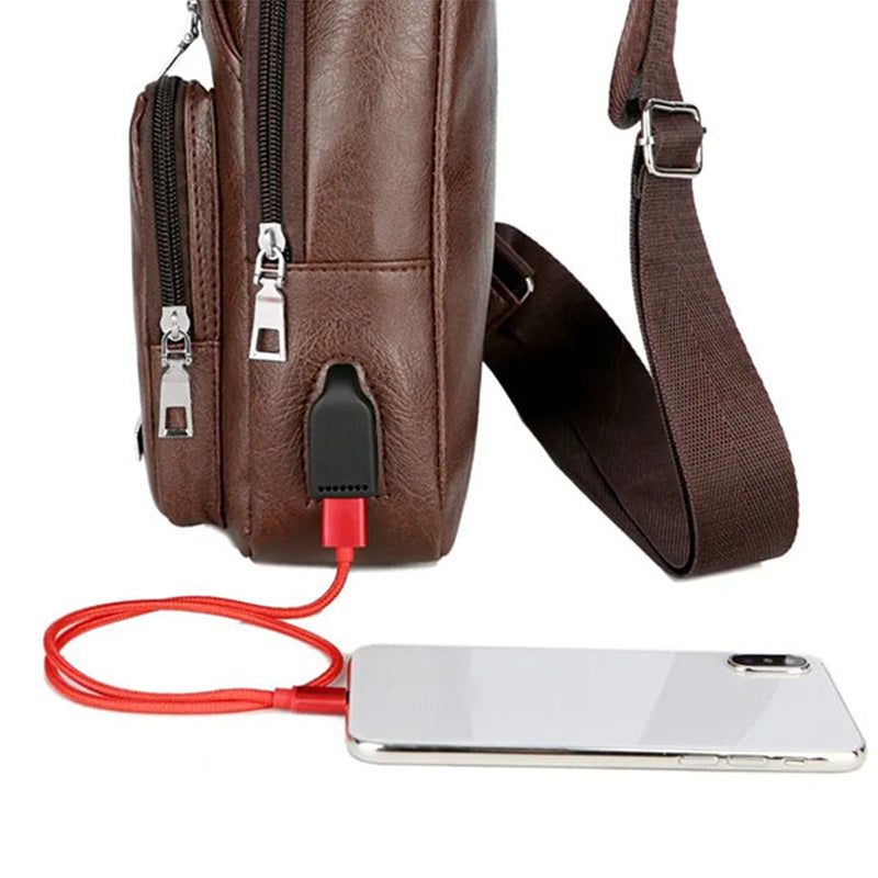 📢📢49% OFF !! ⏰Exquisite Gift - Men's Multifunctional High Quality Leather Chest Bag