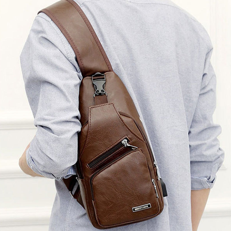 📢📢49% OFF !! ⏰Exquisite Gift - Men's Multifunctional High Quality Leather Chest Bag
