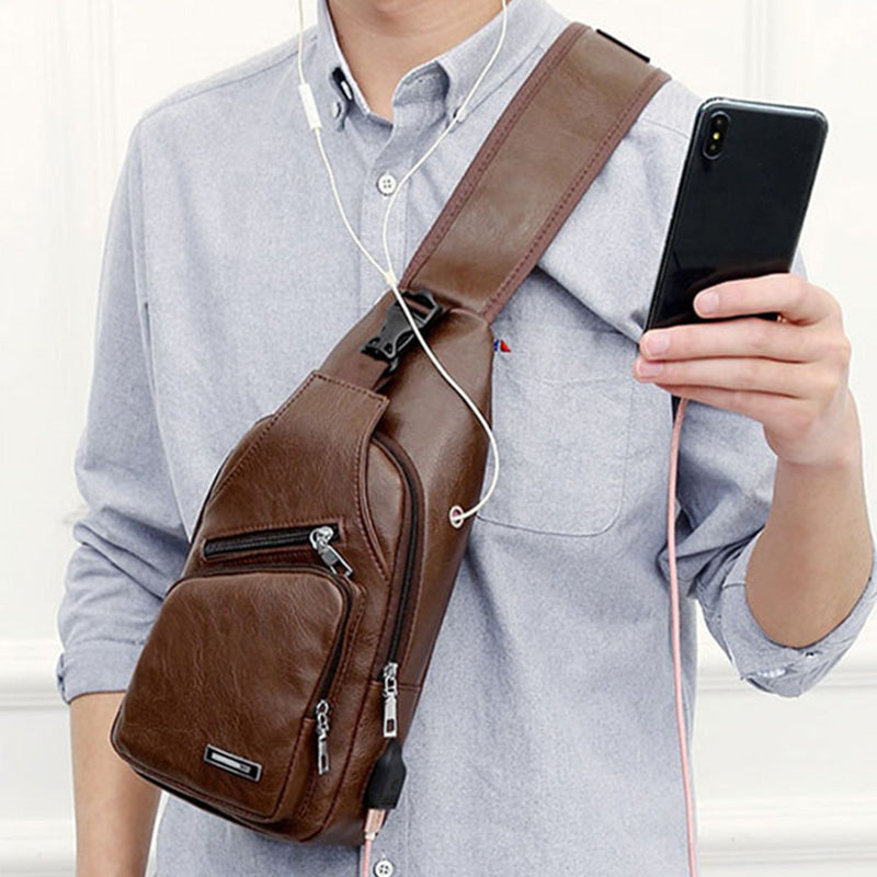 📢📢49% OFF !! ⏰Exquisite Gift - Men's Multifunctional High Quality Leather Chest Bag
