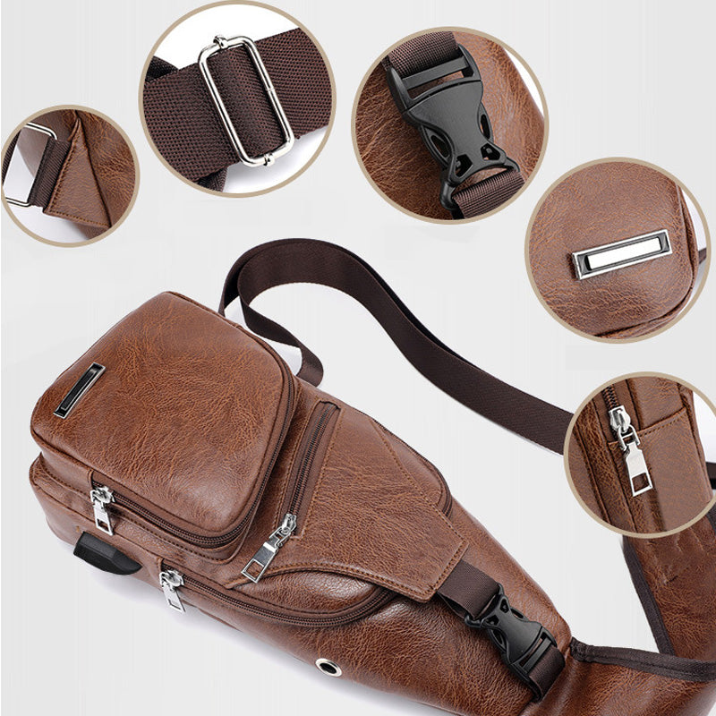 📢📢49% OFF !! ⏰Exquisite Gift - Men's Multifunctional High Quality Leather Chest Bag