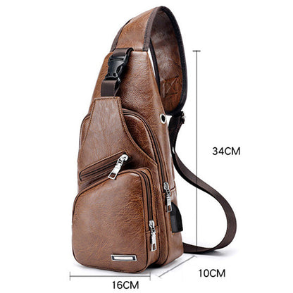 📢📢49% OFF !! ⏰Exquisite Gift - Men's Multifunctional High Quality Leather Chest Bag