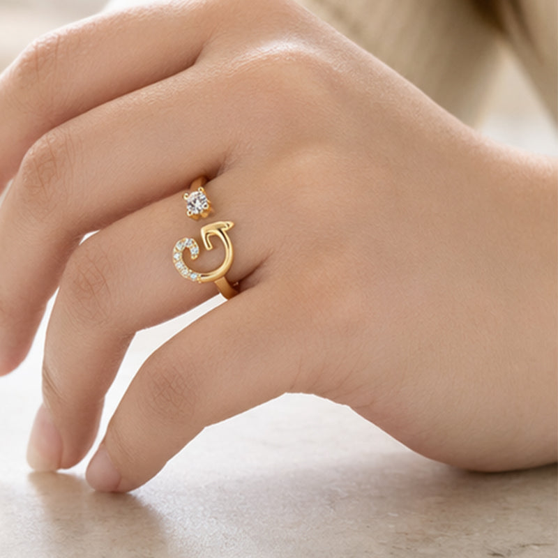 ⏳Limited-time 48% off⏰Adjustable Sparkle Initial Ring for Women💍