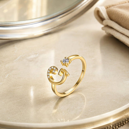⏳Limited-time 48% off⏰Adjustable Sparkle Initial Ring for Women💍