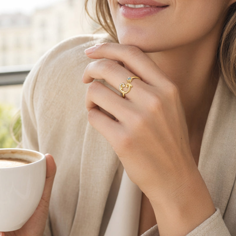 ⏳Limited-time 48% off⏰Adjustable Sparkle Initial Ring for Women💍