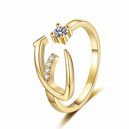 ⏳Limited-time 48% off⏰Adjustable Sparkle Initial Ring for Women💍