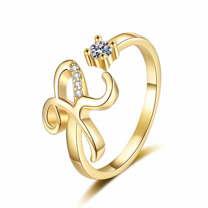 ⏳Limited-time 48% off⏰Adjustable Sparkle Initial Ring for Women💍