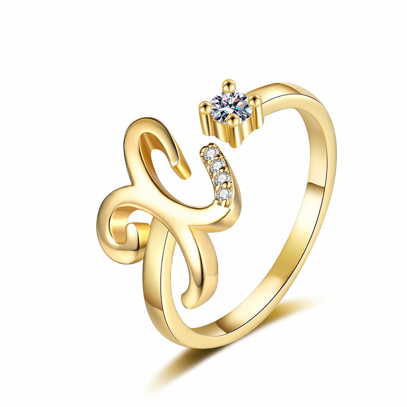 ⏳Limited-time 48% off⏰Adjustable Sparkle Initial Ring for Women💍