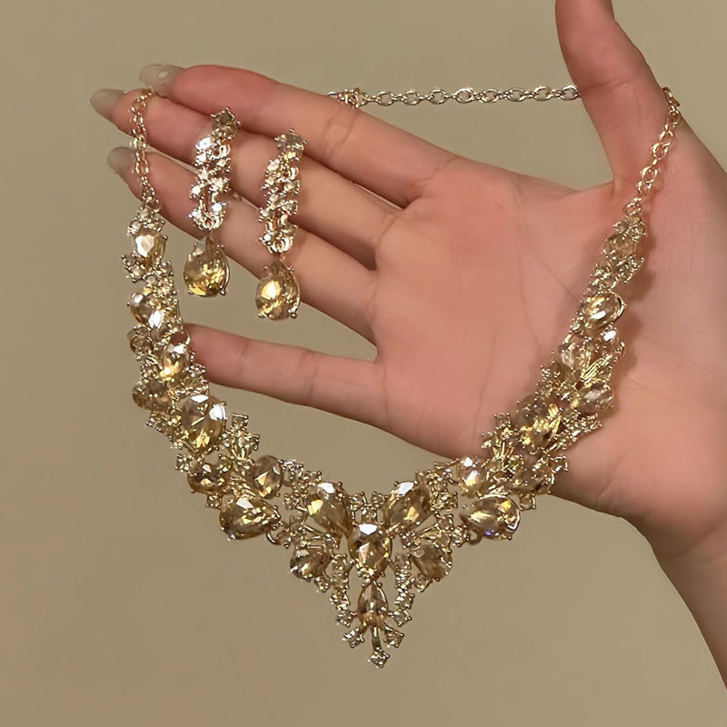 📢📢49% OFF !! ⏰Elegant Yellow Sparkling Rhinestone Jewelry