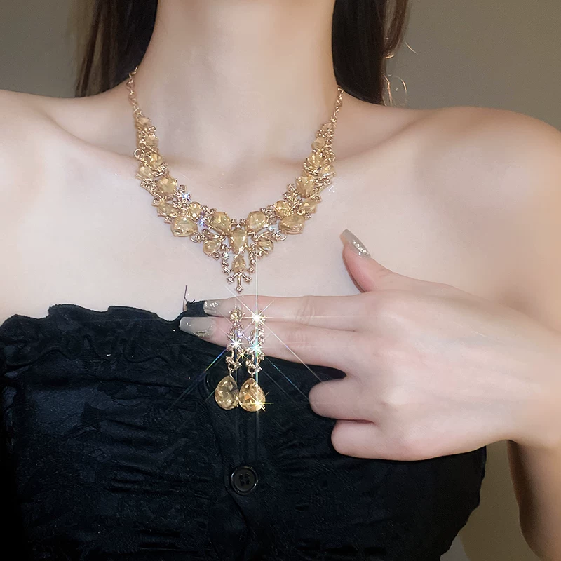 📢📢49% OFF !! ⏰Elegant Yellow Sparkling Rhinestone Jewelry