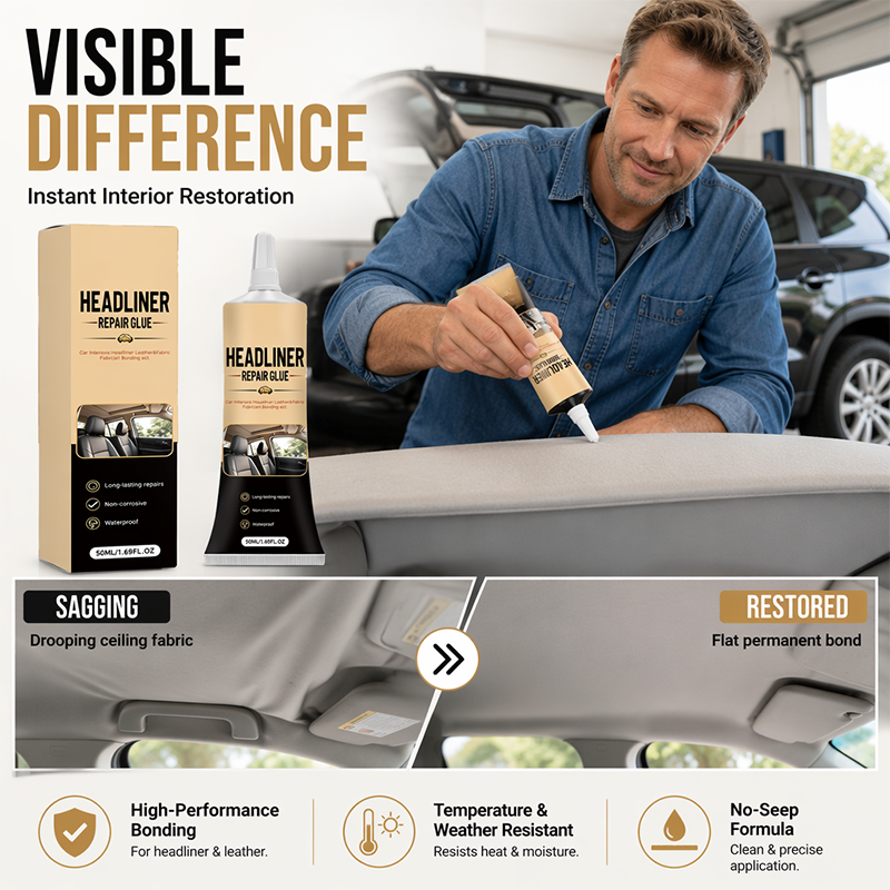 ⏳LAST DAY SALE ONLY ￡6.99!!🌟🎉49K+ Sold 🚗 Waterproof Car Headliner Repair Glue, High Strength Adhesive for Sagging Car Ceiling & Interior