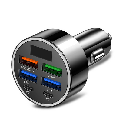 📢📢49% OFF !! ⏰6-In-1 Car Fast Phone Charger with Voltage Display