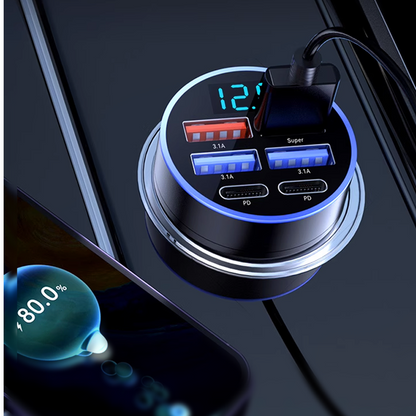 📢📢49% OFF !! ⏰6-In-1 Car Fast Phone Charger with Voltage Display
